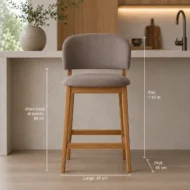 Banqueta Cora (80cm Altura Asiento) en PUFF CHERRY Lino rustico-Castaño - Sillas, Uruguay | Casa Brava, vista 5