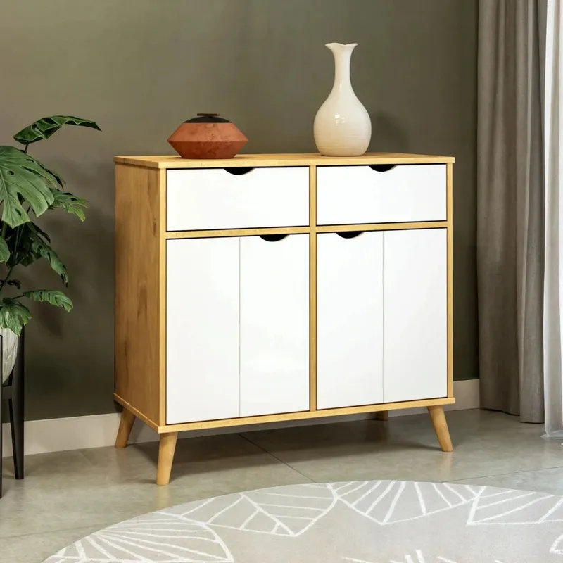 Cómoda 2 puertas 2 cajones - Línea Berlin - Blanco en Blanco - Cómodas, Uruguay | Ecowood