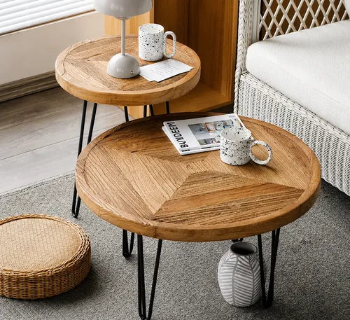 Mesa madera redonda KENYA en Madera natural - Mesas de living, Uruguay | Simple Deco