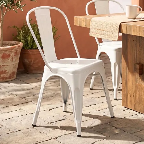 Silla Metálica Tolix - Blanco en Blanco - Sillas, Uruguay | Ecowood