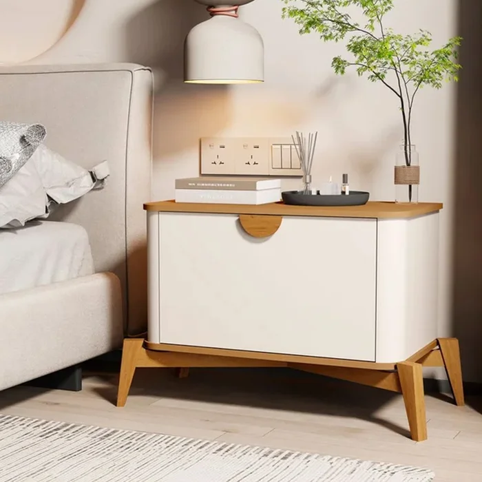 Mesa De Luz 1 Puerta 4 Patas Mdp Off White Natural en OFF WHITE / NATURAL - Mesas de luz, Uruguay | Soy Hogar, vista 4