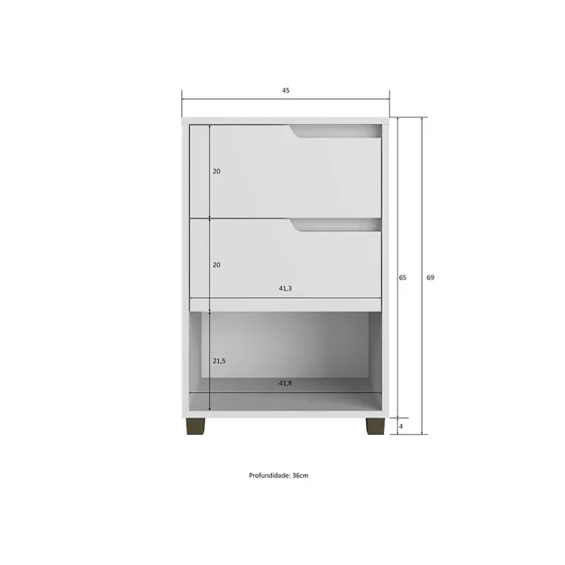 Mesa De Luz 2 Cajones 1 Espacio Dormitorio 100% Mdf en Blanco - Mesas de luz, Uruguay | Soy Hogar, vista 3