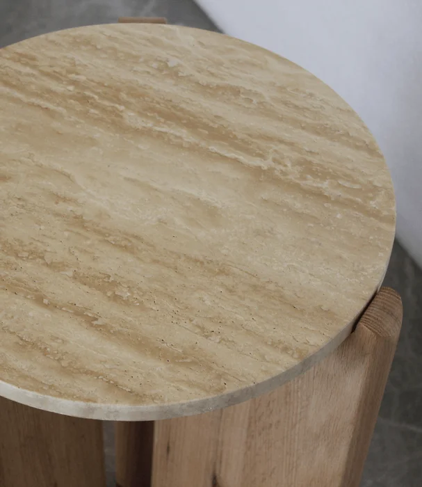 MESA CENTRO VERA ROBLE Y TRAVERTINO en Madera natural - Mesas de living, Uruguay | Más Infinito Casa, vista 4