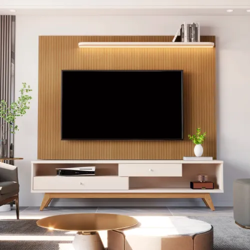 Rack Lisboa ( Rack + Panel + Led ) en Elige una opciónOff - Muebles para TV, Uruguay | Deluxe Home