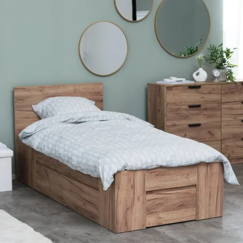 Estructura cama LIMFJORDEN 90x190 2 cajones roble natural - Dormitorio, Uruguay | JYSK