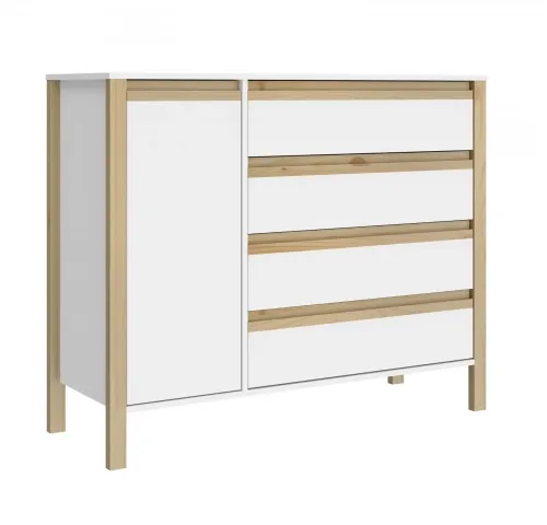 Comoda Combinado Madera 1P, 4C Blanco/Miel - Cómodas, Uruguay | Que Sal Muebleria