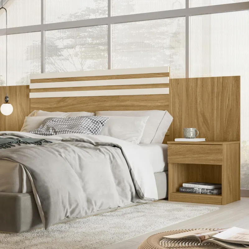 Respaldo Dhara - Nature/Blanco — Urumobil en Madera natural - Respaldos de cama, Uruguay | Urumobil
