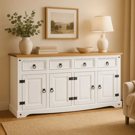 Aparador 4P 4C Línea Naturale - Blanco/Roble en Multicolor - Aparadores y recibidores, Uruguay | La Cueva Muebles, vista 4