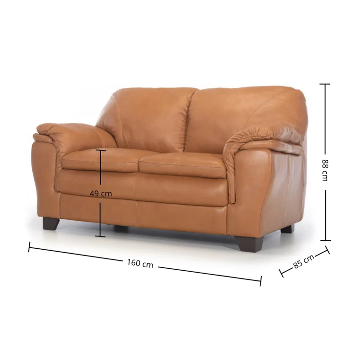 Sofá Arezzo - Cuero Básico - 2 cuerpos - Camel en Beige - Sillones y sofás, Uruguay | NYR, vista 3
