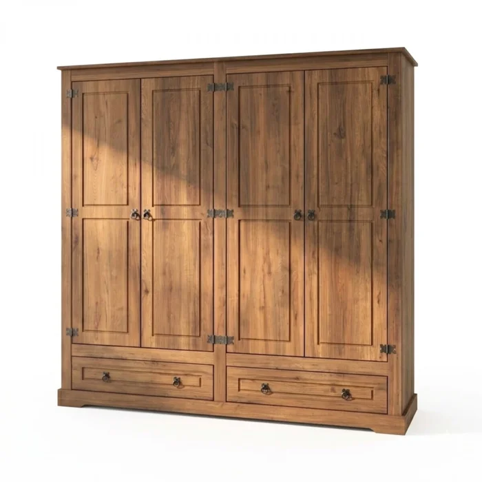 Ropero 4 puertas 2 Cajones Madera - Linea mexicana - Nogal, Uruguay | Rústico Hogar, vista 2