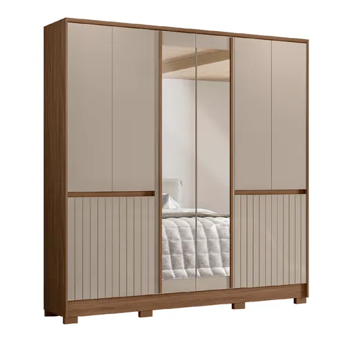 Ropero Placard Dormitorio 10 Puertas 4 Cajones Con Espejo en Multicolor - Roperos y placares, Uruguay | Muebles Express