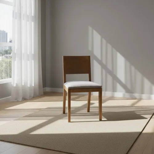 Silla De Comedor Madera-y-tela Natural-beige Teca en Beige - Sillas, Uruguay | Divino