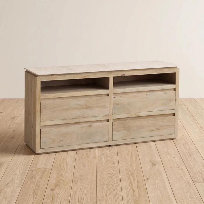 Cómoda 4 Cajones Madera-y-marmol Venus en Madera natural - Cómodas, Uruguay | Divino