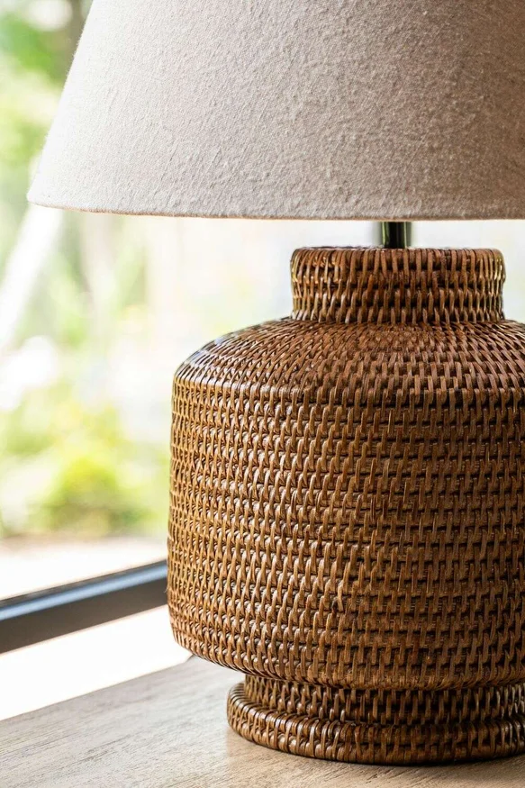 LAMPARA RATTAN Y LINO en Marrón - Lámparas colgantes, Uruguay | La Iberica, vista 2