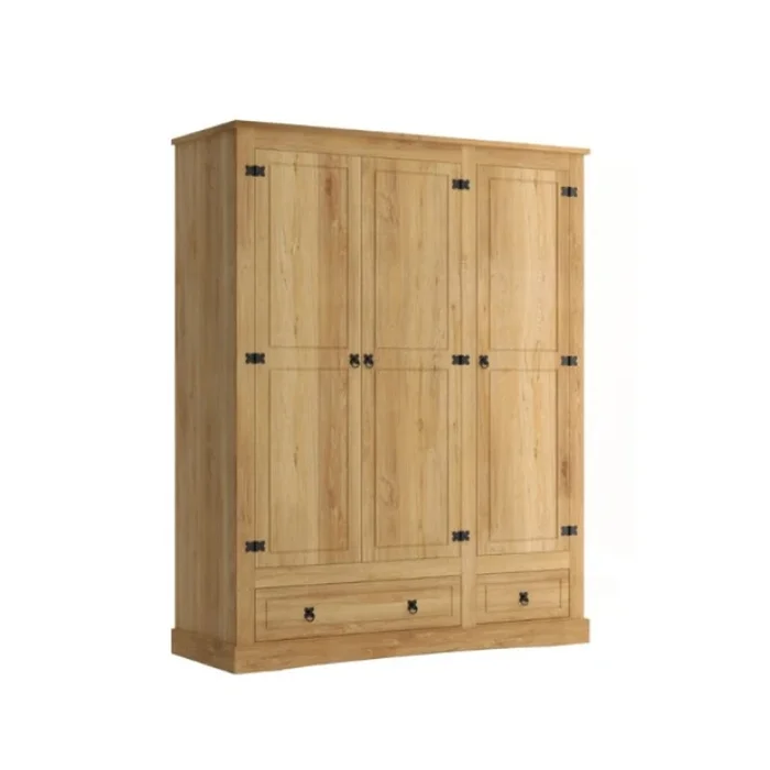 Ropero 3 Puertas - Madera Maciza - Línea Monterrey - Natural - Roperos y placares, Uruguay | Ecowood
