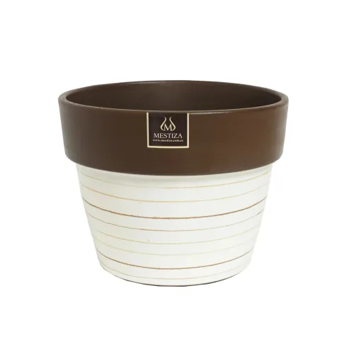 MACETA CERAM GRETA MORENA BLANCA MESTIZA D23/H18CM en Blanco - Macetas, Uruguay | Koz