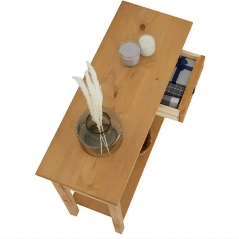Mesa De Arrime 2 Cajones Aparador Madera Maciza Línea Monterrey - Natural en Madera natural - Mesas de arrimo, Uruguay | Ecowood, vista 3