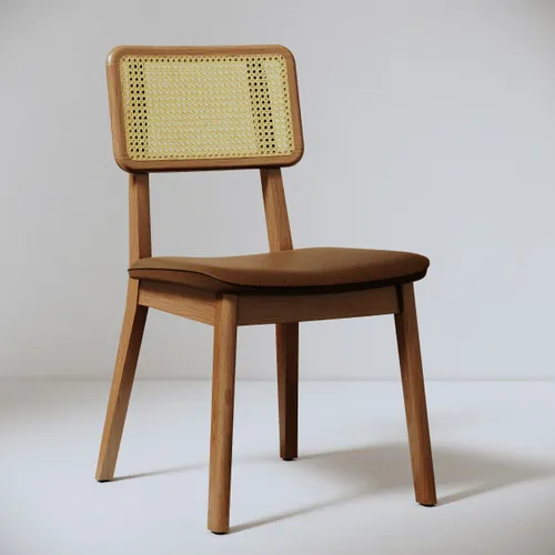 Silla de Comedor Classic - Línea Manhattan - Tela Bouclé/Cuero sintético - Sillas, Uruguay | Rústico Hogar