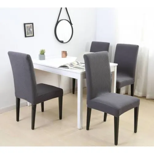 Set 6 fundas para silla cubre asientos elastizada lisa - gris oscuro en Gris - Textiles, Uruguay | Buho Store