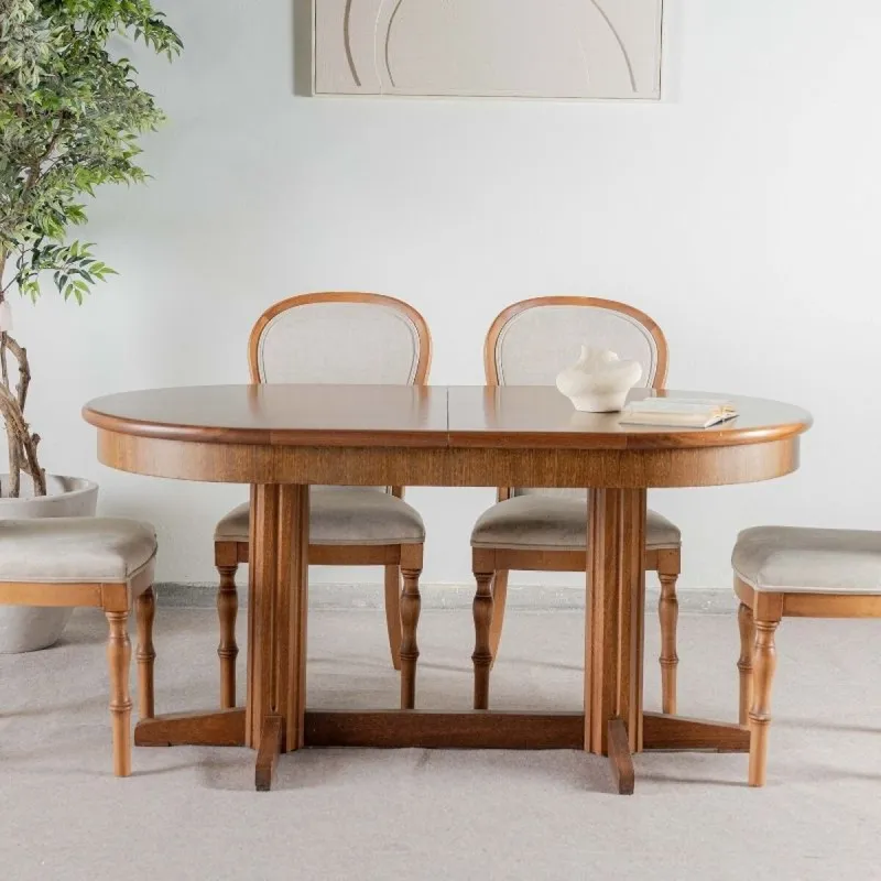Mesa Ovalada Extensible en Marrón - Mesas de comedor, Uruguay | Fábrica Italiana