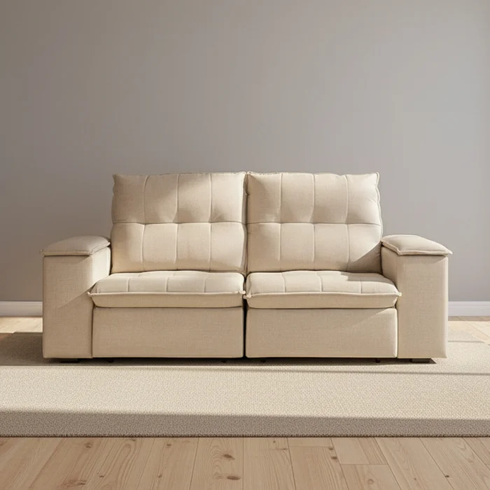 Sofa Retractil 3 Cuerpos Tela Natural-beige Atlanta Beige en Beige - Sillones y sofás, Uruguay | Divino