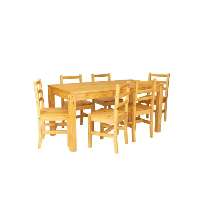 Juego de Comedor Florencia Madera Maciza en Madera natural - Mesas de comedor, Uruguay | Rústico Hogar