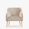 Butaca Bobly de chenilla beige y patas de madera acabado natural en Beige - Butacas, banquetas y puffs, Uruguay | Kavehome, vista 6 de 9