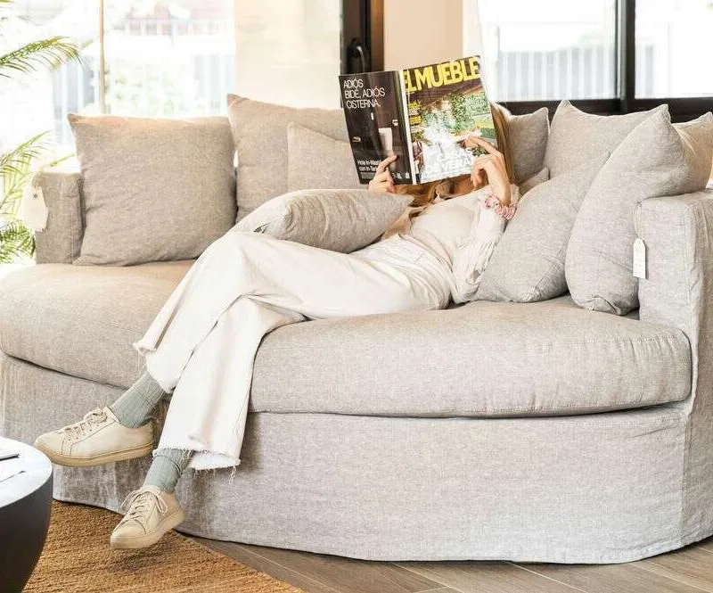 SILLON LUNA - OVAL - LINO GRIS MEDIO en Gris - Sillones y sofás, Uruguay | La Iberica
