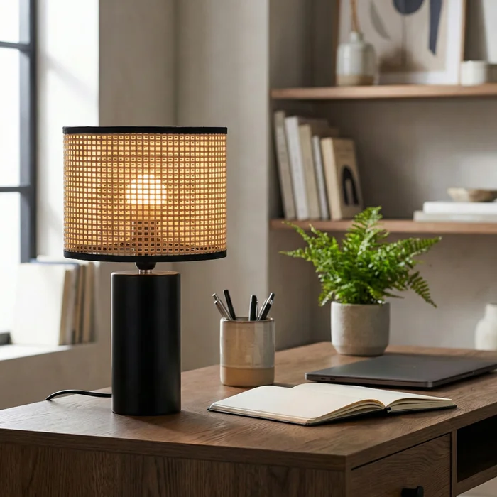 Nativo Cylinder Rattan en Negro - Lámparas de mesa, Uruguay | La Perla, vista 4