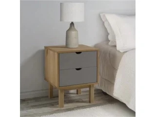 Mesa de Luz 2 C Mel/Gris Linea Nordica en Madera Maciza en Mel/Blanco - Mesas de luz, Uruguay | Quesal, vista 10