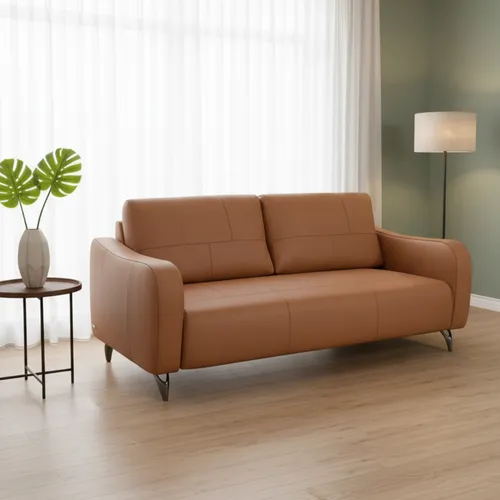 Sofa Riley 3C 2.53mt (100% Cuero) en Sofa Riley Kamel, Sofá Riley Marrón Saddle - Sillones y sofás, Uruguay | Casa Brava