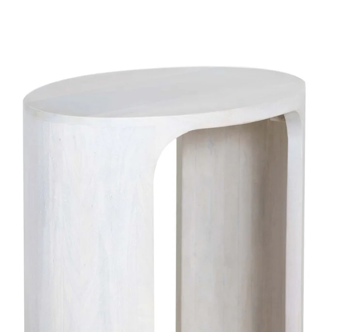 Mesa Auxiliar Madera Blanco Oval en Blanco - Mesas de living, Uruguay | Divino, vista 4