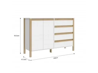 Comoda Combinado Madera 2P, 4C Blanco/Miel - Roperos y placares, Uruguay | Que Sal Muebleria, vista 3
