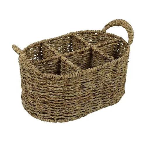 ORGANIZADOR 6 DIV. 18x28xH13CMS FIBRA NATURAL en Madera natural - Canastos, Uruguay | Decohogar