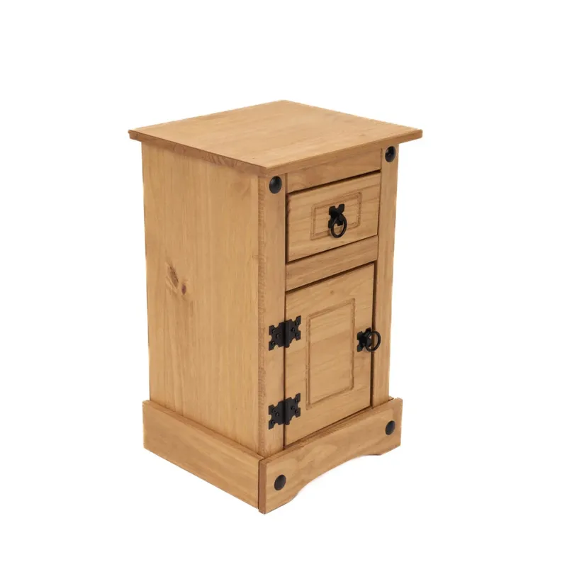 Mesa de luz 1 puerta 1 cajón - Eco - Línea Monterrey - Natural en Madera natural - Mesas de luz, Uruguay | Ecowood