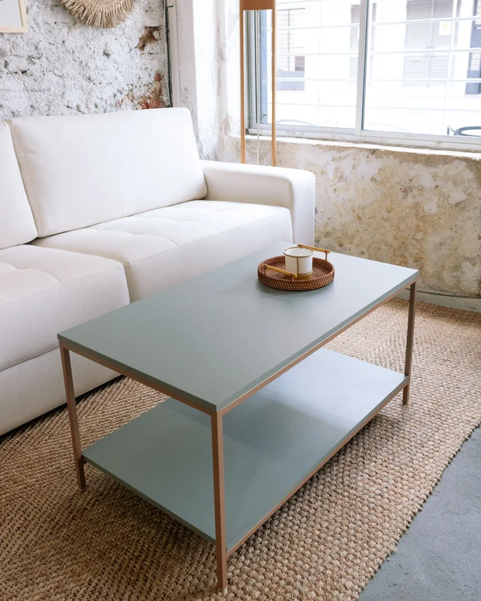 Mesa de Centro Ratona Rectangular Tapa Doble (Verde y Hierro Dorado) - Mesas de living, Uruguay | Berna home, vista 2