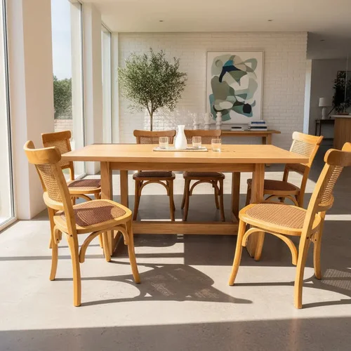 Juego De Comedor Ozark Home Mesa Mónaco 6 Sillas 180 Cm A Eleccion en Madera natural - Mesas de comedor, Uruguay | Ozark Home