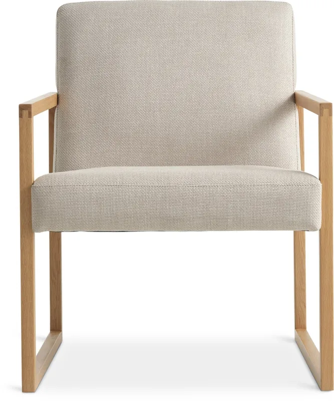 Sillón KALUNDBORG tela 1 cuerpo arena/roble en Madera natural - Butacas, banquetas y puffs, Uruguay | JYSK