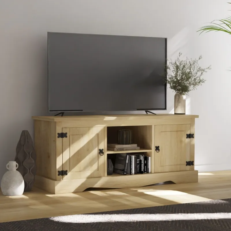 Rack 2 Puertas Línea Mexicana - Natural en Madera natural - Muebles para TV, Uruguay | Rústico Hogar