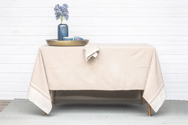 MANTEL LISO BEIGE Y CRUDO en Beige - Textiles, Uruguay | Sentido Jose Ignacio, vista 3