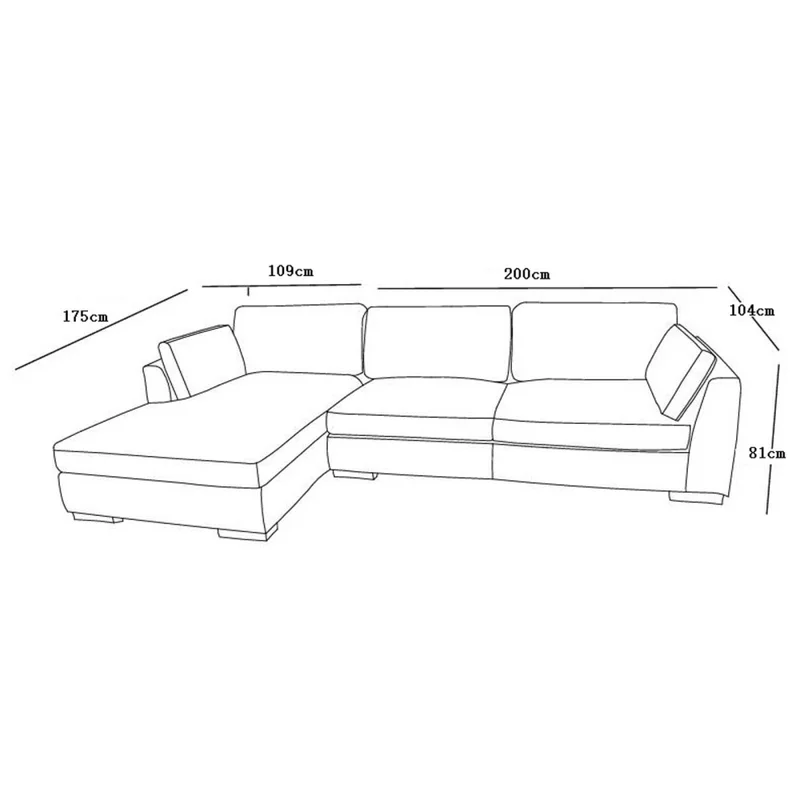 Sofá C/chaise Más De 4 Cuerpos Tela Natural-beige Monaco Natural en Madera natural - Sillones y sofás, Uruguay | Divino, vista 7