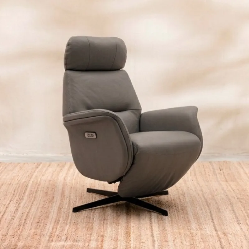 Sillón Reclinable Cuero Flora Gris en Gris - Sillones y sofás, Uruguay | Aihaus