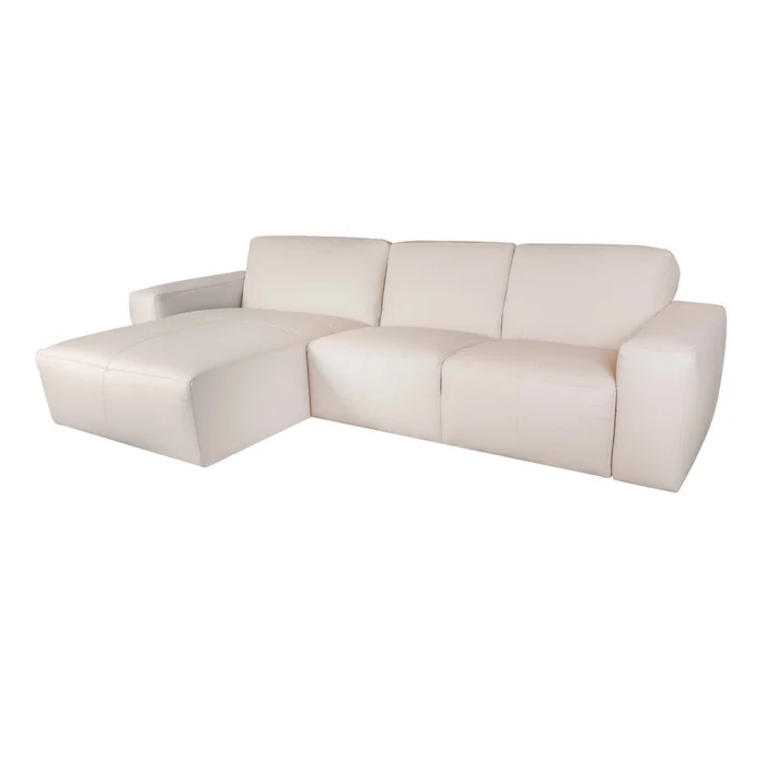 Sofa Con Chaise Más De 4 Cuerpos Cuero-y-madera Natural-beige Loft Arena en Beige - Sillones y sofás, Uruguay | Divino, vista 3
