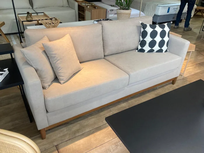 Sofá Felini 3 Cuerpos (200 cm) – Beige Aqua Block en Beige - Sillones y sofás, Uruguay | Berna home, vista 2