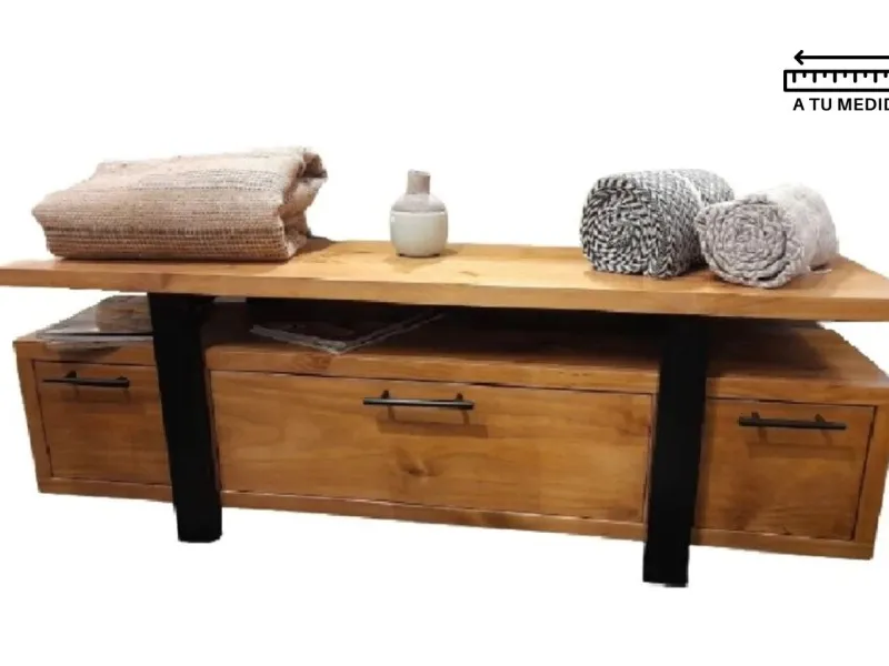 Rack IRON 1.50 m en Madera natural - Muebles para TV, Uruguay | Finkel