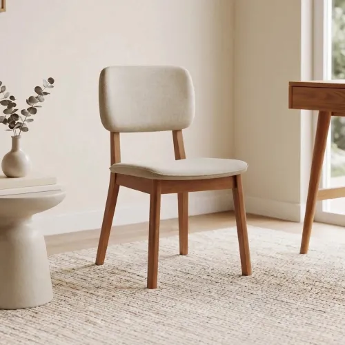 Silla de Comedor - Línea Nevada - Lino/Natural en Beige - Sillas, Uruguay | Ecowood