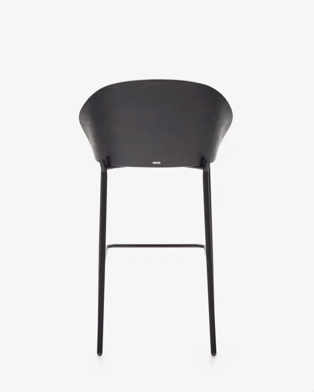 Taburete Eamy - gris claro chapado en fresno con acabado natural y metal negro altura 77 cm en Negro - Butacas, banquetas y puffs, Uruguay | Kavehome, vista 7