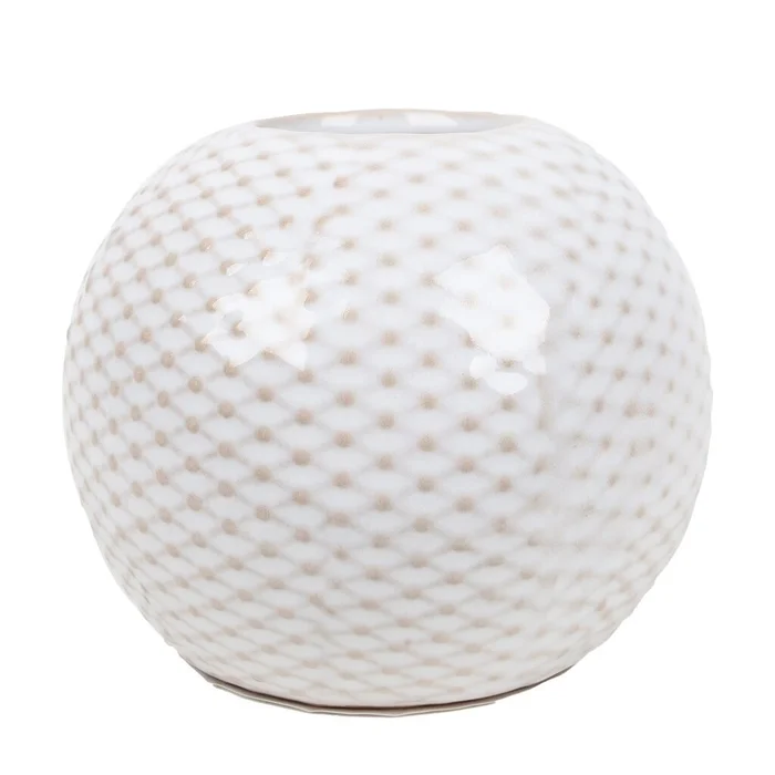 FLORERO DE RED CIRCULAR CERAMICA 9.5x9.5x8CM NATURAL en Madera natural - Jarrones, Uruguay | Decohogar