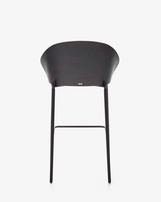 Taburete Eamy - gris claro chapado en fresno con acabado natural y metal negro altura 77 cm en Negro - Butacas, banquetas y puffs, Uruguay | Kavehome, vista 7