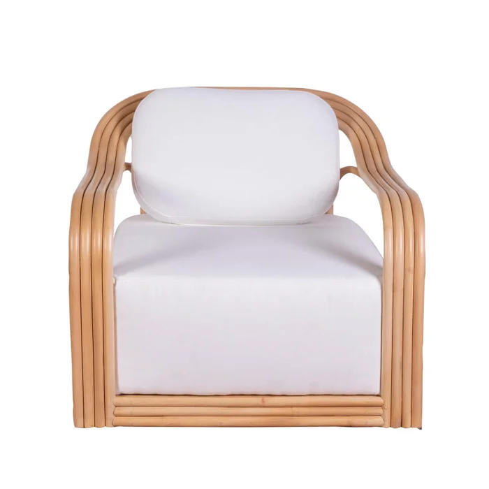 Butaca Rattan-y-madera Natural-beige Perú Natural Blanco en Blanco - Sillones y sofás, Uruguay | Divino, vista 3